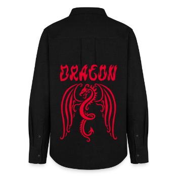 Roter Drache - Frauen Oxford Hemd - Schwarz - Hinten - AI Model Female 172 light (172cm)