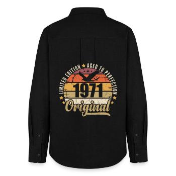 1971 Birthday Gift 1971 Original 1971 - Women's Oxford Shirt - black - Back - AI Model Female 172 light (172cm)