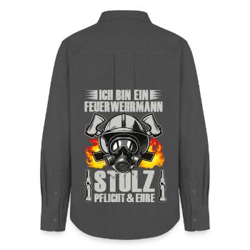 Feuerwehrheld Stolz und Pflicht 112 - Frauen Oxford Hemd - Anthrazit - Hinten - AI Model Female 172 light (172cm)