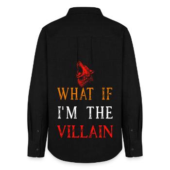 Werwolf Spruch Shirt What If I'm The Villain - Frauen Oxford Hemd - Schwarz - Hinten - AI Model Female 172 light (172cm)