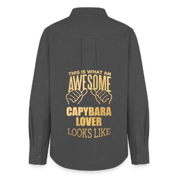 Capybara - Frauen Oxford Hemd - Anthrazit - Hinten - AI Model Female 172 light (172cm)