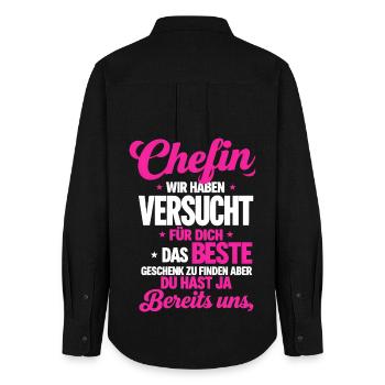 Chefin Wir Haben Versucht Finden - Women's Oxford Shirt - black - Back - AI Model Female 172 light (172cm)