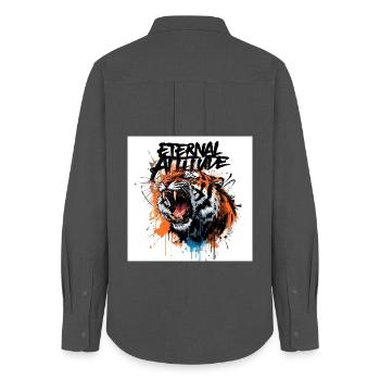 Eternal Tiger Pose - Women's Oxford Shirt - anthracite - Back - AI Model Female 172 light (172cm)