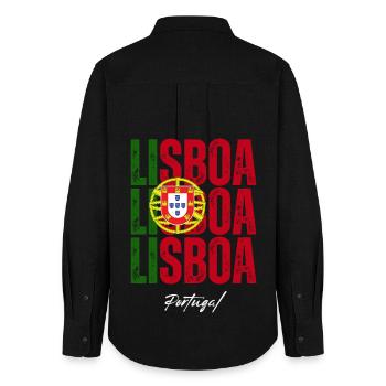 Lisbon Portugal, souvenir of Lisbon - Women's Oxford Shirt - black - Back - AI Model Female 172 light (172cm)