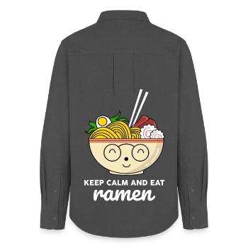 Keep Calm Eat Ramen Kawaii Shirt - Women's Oxford Shirt - anthracite - Back - AI Model Female 172 light (172cm)