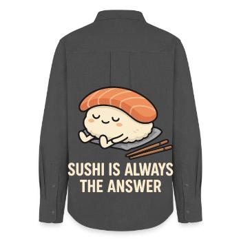 Sushi Is Always The Answer - Women's Oxford Shirt - anthracite - Back - AI Model Female 172 light (172cm)