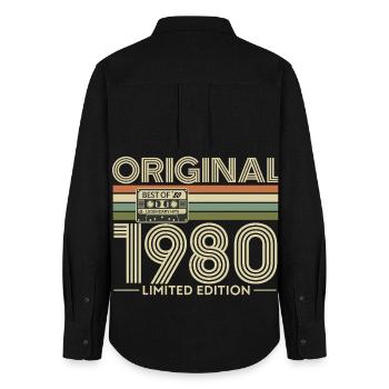 Original 1980 Nostalgie Édition - Chemise Oxford Femme - noir - Dos - AI Model Female 172 light (172cm)