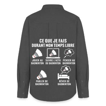 jouer au badminton - Chemise Oxford Femme - charbon - Dos - AI Model Female 172 light (172cm)