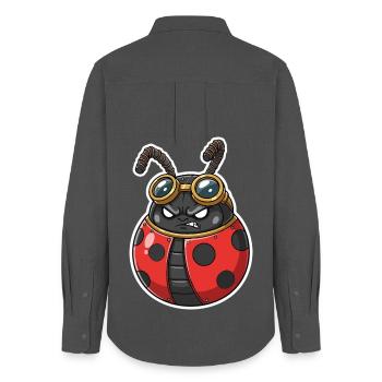 Steampunk Ladybug Red and Chrome Armor - Women's Oxford Shirt - anthracite - Back - AI Model Female 172 light (172cm)