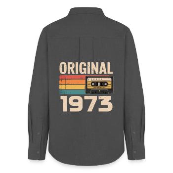 Original 1973 Vintage 1973 Retro Anniversary - Women's Oxford Shirt - anthracite - Back - AI Model Female 172 light (172cm)
