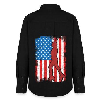 4 juillet Roller Skating USA - Chemise Oxford Femme - noir - Dos - AI Model Female 172 light (172cm)