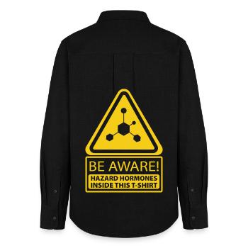 Teen hormone danger t-shirt - Women's Oxford Shirt - black - Back - AI Model Female 172 light (172cm)