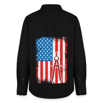 USA Patriotischer Architekt - Frauen Oxford Hemd - Schwarz - Hinten - AI Model Female 172 light (172cm)