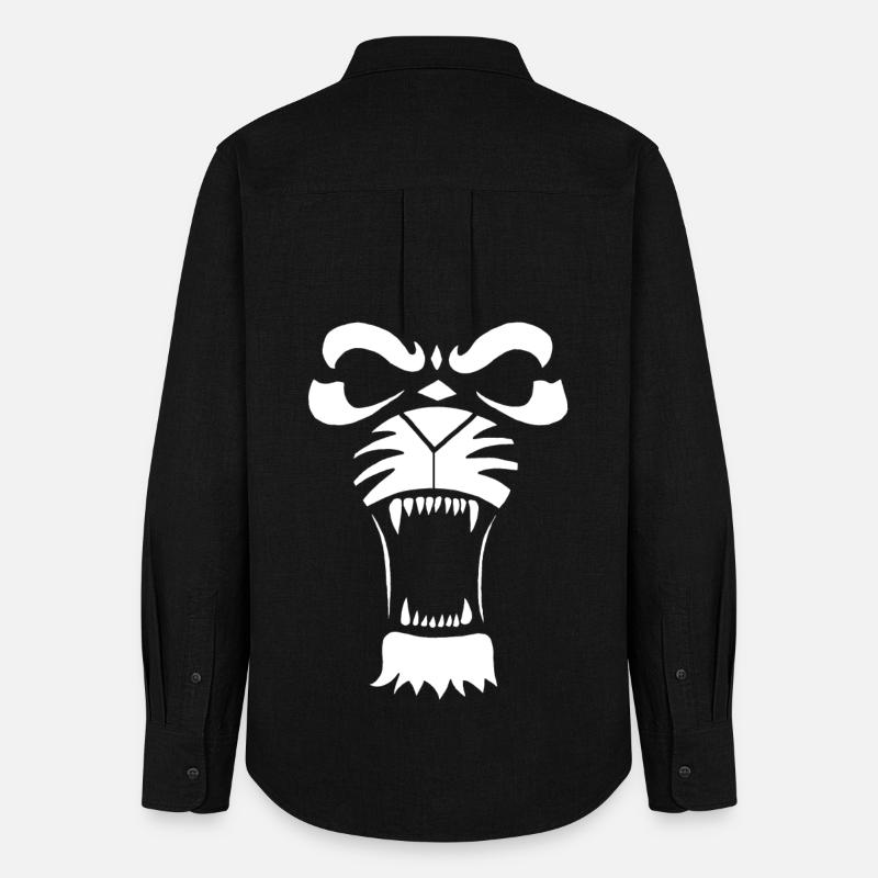 Raublöwe oder Tiger (Weiß) - Frauen Oxford Hemd - Schwarz