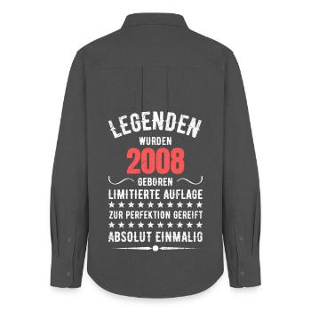 Limited Edition 2007 18. Geburtstag Geschenk - Frauen Oxford Hemd - Anthrazit - Hinten - AI Model Female 172 light (172cm)