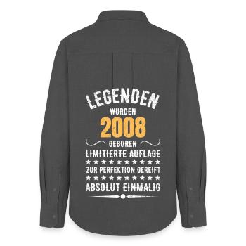 Limited Edition 2007 18. Geburtstag Geschenk - Frauen Oxford Hemd - Anthrazit - Hinten - AI Model Female 172 light (172cm)