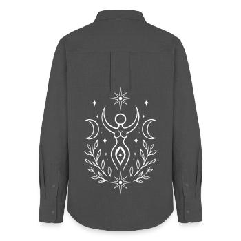 Mittsommer Göttin – Spirituelles Symbol - Frauen Oxford Hemd - Anthrazit - Hinten - AI Model Female 172 light (172cm)