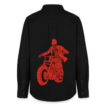 The Red Biker from Hell - Women's Oxford Shirt - black - Back - AI Model Female 172 light (172cm)