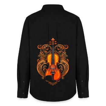 Violine Comic Art - Frauen Oxford Hemd - Schwarz - Hinten - AI Model Female 172 light (172cm)