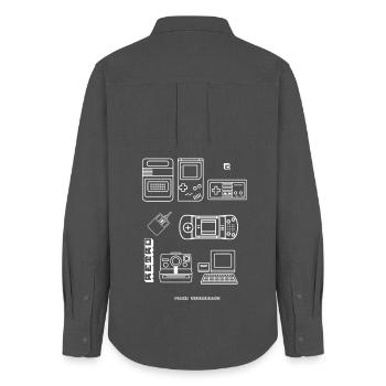 retro game blueprint nerd pc game 8bit console lol - Women's Oxford Shirt - anthracite - Back - AI Model Female 172 light (172cm)