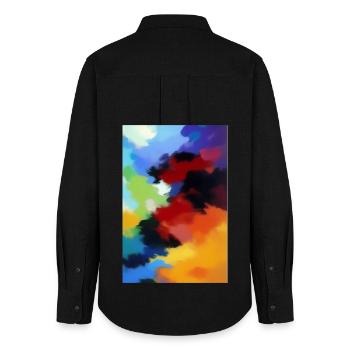 Painting Patterns - Women's Oxford Shirt - black - Back - AI Model Female 172 light (172cm)