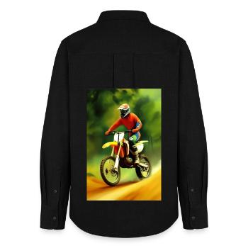 Équitation en motocross - Chemise Oxford Femme - noir - Dos - AI Model Female 172 light (172cm)