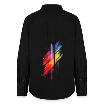 Dezentes und cooles Regenbogen-Design mit tropfender Pride-Flagge - Frauen Oxford Hemd - Schwarz - Hinten - AI Model Female 172 light (172cm)