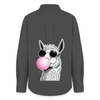 Bubble llama with humorous sunglasses - Women's Oxford Shirt - anthracite - Back - AI Model Female 172 light (172cm)