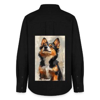 Illustration of a dog - Chemise Oxford Femme - noir - Dos - AI Model Female 172 light (172cm)