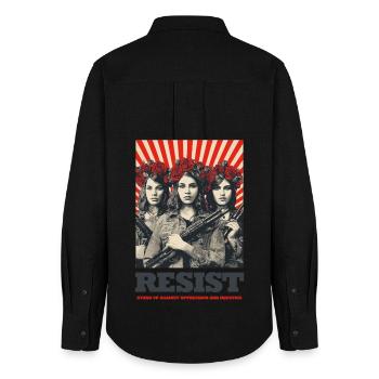 Resist Rosensturm - Frauen Oxford Hemd - Schwarz - Hinten - AI Model Female 172 light (172cm)