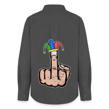 Mittelfinger Stingerfinger Karneval - Frauen Oxford Hemd - Anthrazit - Hinten - AI Model Female 172 light (172cm)