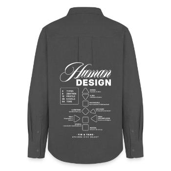 Human Design Blueprint - Frauen Oxford Hemd - Anthrazit - Hinten - AI Model Female 172 light (172cm)