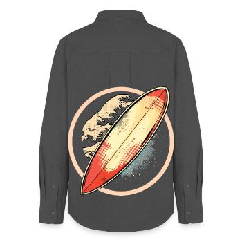 Surfboard Graphics - Women's Oxford Shirt - anthracite - Back - AI Model Female 172 light (172cm)