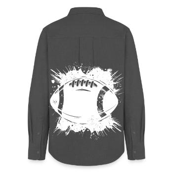Football Grafik - Frauen Oxford Hemd - Anthrazit - Hinten - AI Model Female 172 light (172cm)