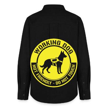 Not Friendly Dog Working Funny Meme - Women's Oxford Shirt - black - Back - AI Model Female 172 light (172cm)
