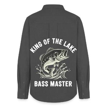 Fishing Bar Master River Lake - Women's Oxford Shirt - anthracite - Back - AI Model Female 172 light (172cm)