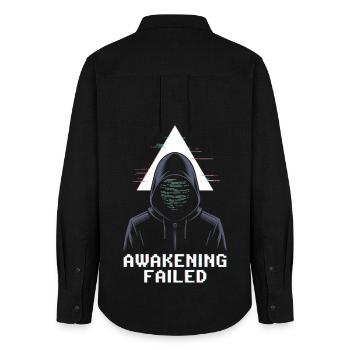Awakening Failed – Glitch in Kapuze - Frauen Oxford Hemd - Schwarz - Hinten - AI Model Female 172 light (172cm)