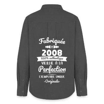 Hergestellt 2008 – Perfekt gereift - Frauen Oxford Hemd - Anthrazit - Hinten - AI Model Female 172 light (172cm)