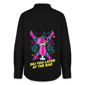 Ski You Later At The Bar - Women's Oxford Shirt - black - Back - AI Model Female 172 light (172cm)