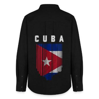 Cuban flag, Cuban pride - Women's Oxford Shirt - black - Back - AI Model Female 172 light (172cm)