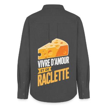Vivre Amour Raclette Fanatique Cadeau Original - Chemise Oxford Femme - charbon - Dos - AI Model Female 172 light (172cm)