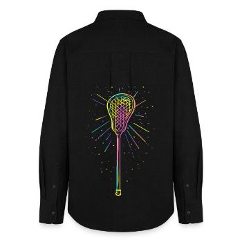 Lacrosse sticks - Women's Oxford Shirt - black - Back - AI Model Female 172 light (172cm)