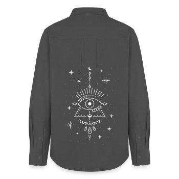 Trippy Eye Occult Formules - Chemise Oxford Femme - charbon - Dos - AI Model Female 172 light (172cm)
