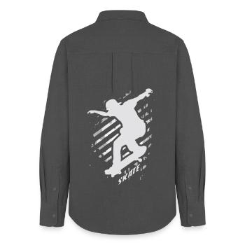 SK8R | Skate | Skater | Skateboard Skating - Frauen Oxford Hemd - Anthrazit - Hinten - AI Model Female 172 light (172cm)