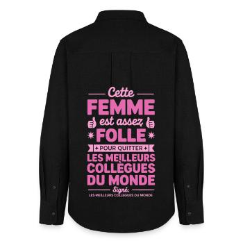 Departure Co-worker New Job Retirement - Women's Oxford Shirt - black - Back - AI Model Female 172 light (172cm)
