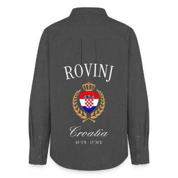 Rovinj Croatia Coat of Arms Crown – Travel Souvenir - Women's Oxford Shirt - anthracite - Back - AI Model Female 172 light (172cm)