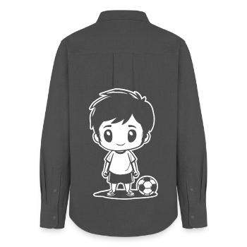 Soccer Boy Drawing - Women's Oxford Shirt - anthracite - Back - AI Model Female 172 light (172cm)