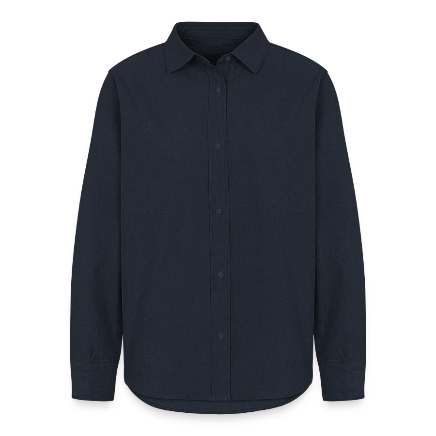 Lucerne badge on a women's oxford shirt, navy
