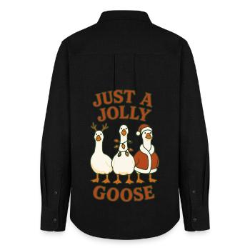 Weihnachten Just A Jolly Goose lustiges Design - Frauen Oxford Hemd - Schwarz - Hinten - AI Model Female 172 light (172cm)