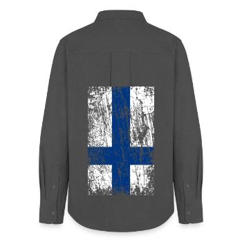 Vintage flag Finland - Women's Oxford Shirt - anthracite - Back - AI Model Female 172 light (172cm)